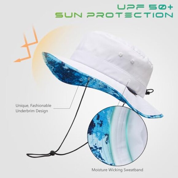 Foldable Sun Hat UPF 50+ Bucket Style Adjustable Drawstring Outdoor Adventure